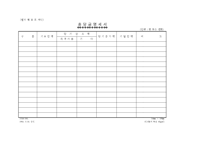 충당금명세서 충당금명세서
